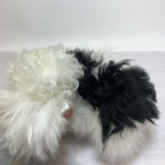 Real Alpaca White Black Plush Stuffed Animal Llama with Natural Fur - Picture 6 of 9